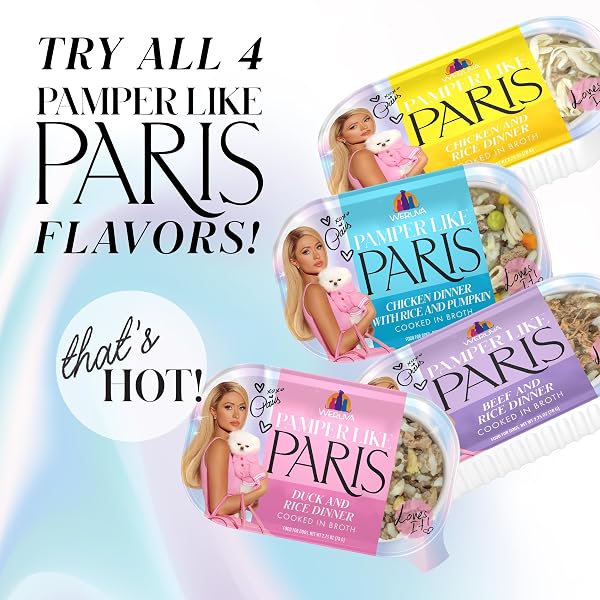 WERUVA PAMPER LIKE PARIS NATURAL WET DOG FOOD, CHICKEN RECIPES COOKED IN BROTH VARIETY PACK (2.75OZ CUP, PACK OF 10)