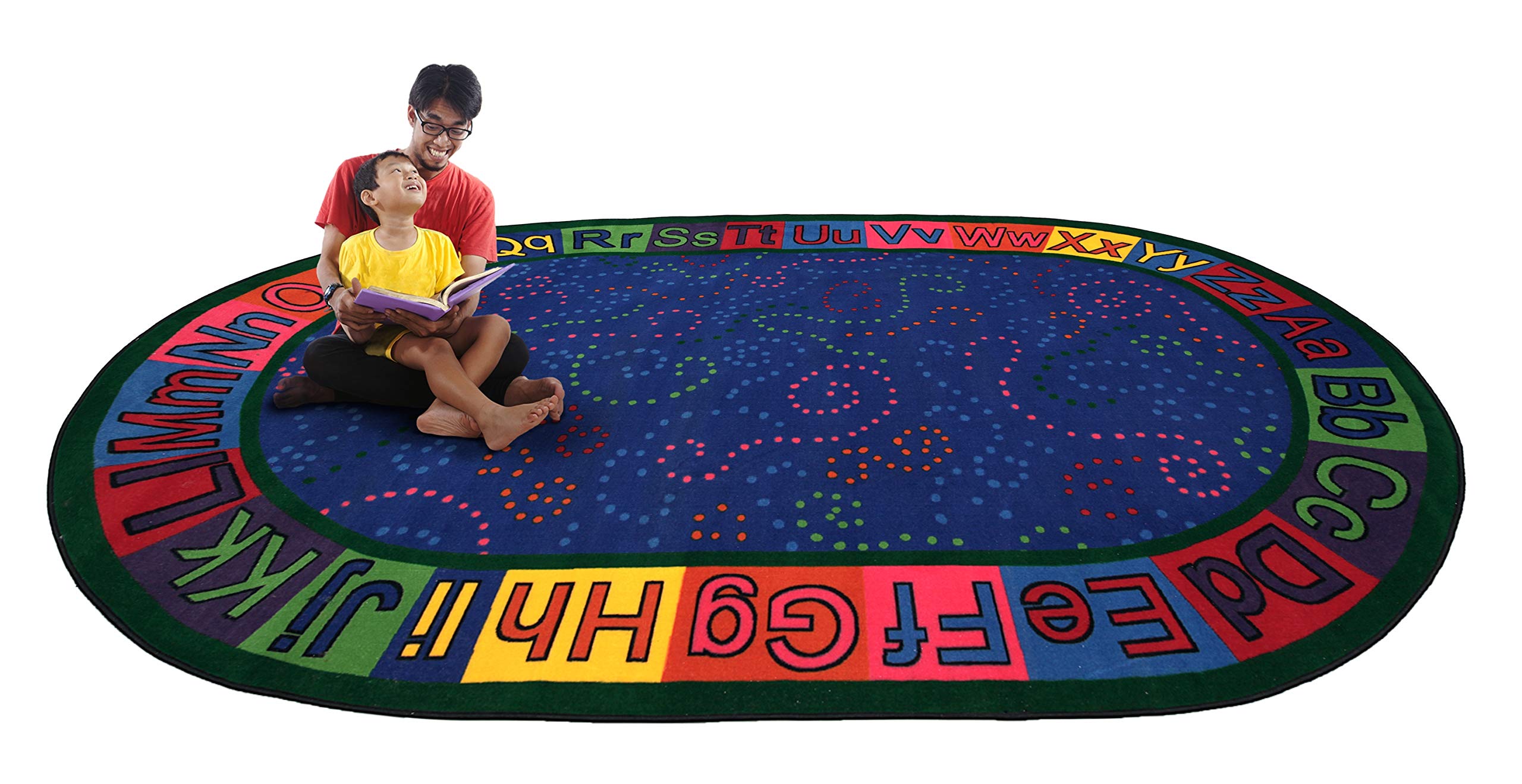 Kids Carpet Alpha Dots Circle Time ABC Rug 6' x 8'6" Oval, Alphabet Nursery Area Rug | Educational Learning Rug for Children's Classroom | Area Rugs for Kids Playroom, School