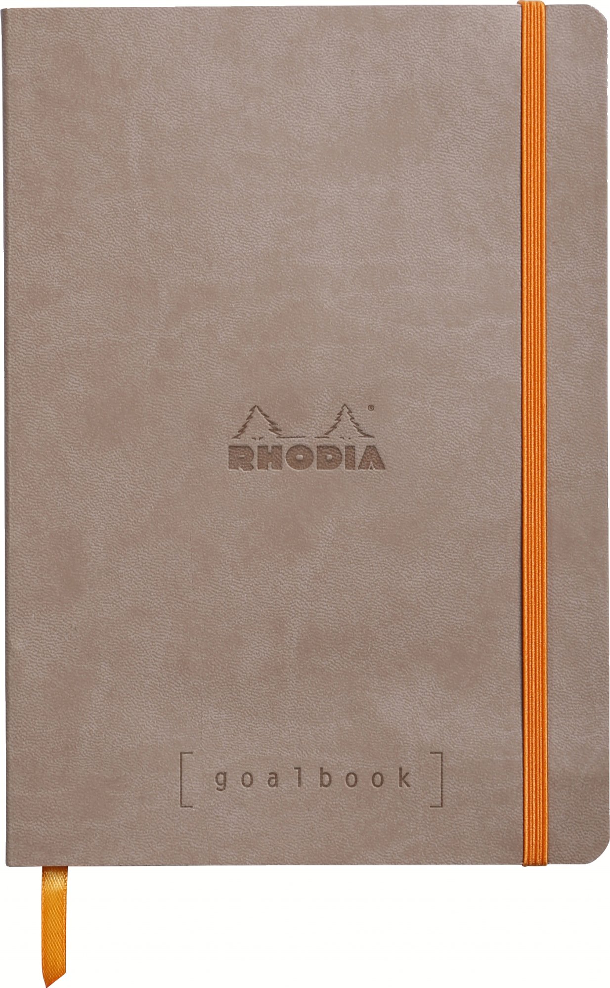 RHODIA 117764C - Notebook Journal Goalbook Taupe - A5 14.8 x 21 cm - Small squares - 240 pages - Ivory paper 90 g/m² - 2 Ribbons, Elastic closure - Leatherette