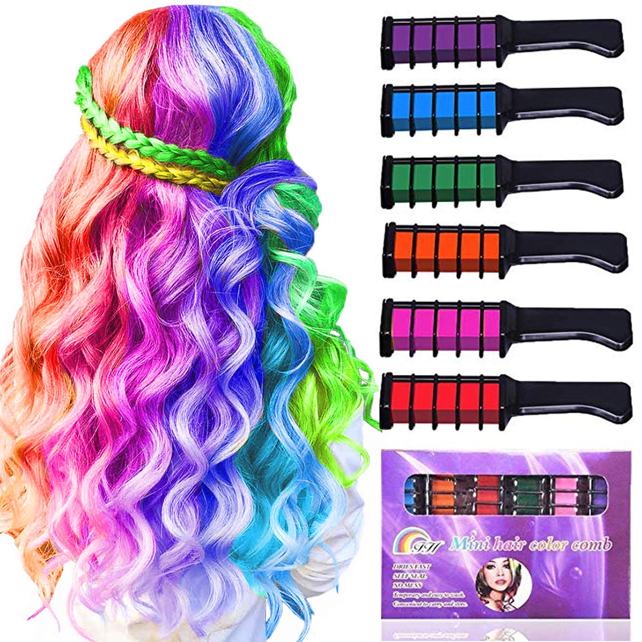 Hair Chalk For Girls Birthday Giftstemporary Bright Washable Hair Color Spray For Kids Hair Chalk Comb