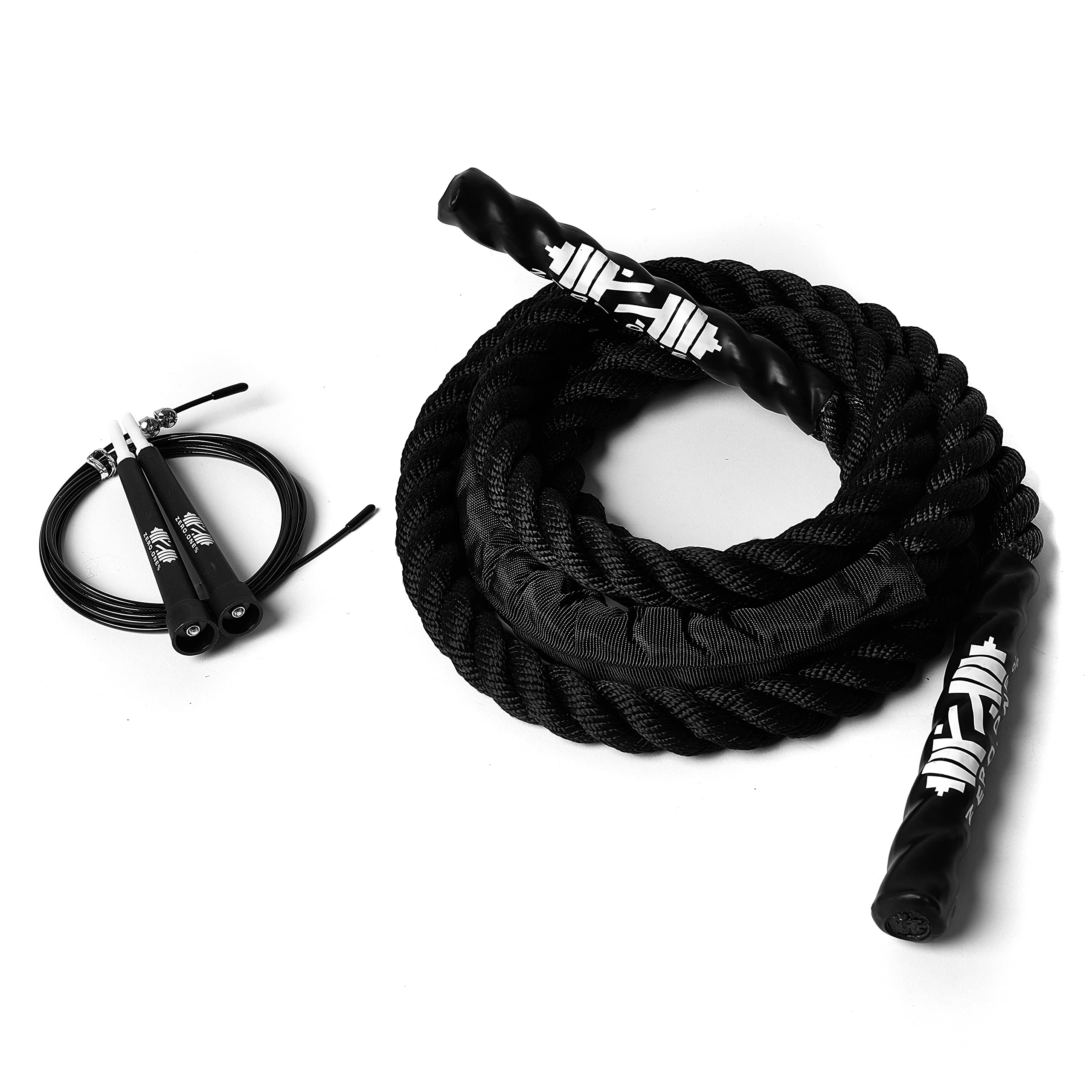 Heavy Skipping Rope, Weighted Jump Rope, Battle Skipping Rope, Strength Training Heavy Rope, Men and Woman Total Body Workout, 25mm Thickness, 3m Length (1.2kg). Includes a 3m Adjustable Speed Rope