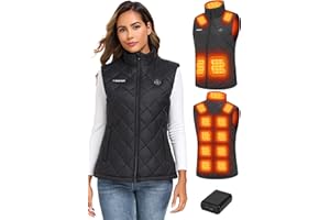 Gokozy Heated Vest for Women with 15 Heating Zones,20000mah 12V Battery Pack Lightweight Down Alternative, 3 Heat Levels