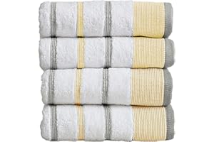 GREAT BAY HOME Decorative Hand Towel Set - Combed Cotton 4 Pack 26x16 Hand Towel Set - Luxurious, Ultra-Soft, Durable Towels for Bathroom Decor (Gold/Grey)