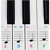 QMG Piano Stickers for Keyboard with 61 Keys Bright Colorful Stickers Perfect Visual Aid for Kids and Beginners to Learn Pian