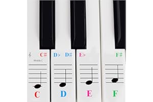 QMG Piano Stickers for 61-Key Keyboard, Bright Colorful Stickers, Perfect Visual Tool for Kids and Beginner Learning Piano, Transparent and Removable, Leaves No Residue, Made in USA