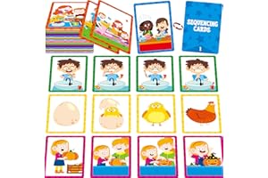 HEBAYY 4-Scene Sequencing Cards, 72 Sequence Card Game for Preschool, Kids Learning Order and Logic, Speech Therapy Materials for Autism, Early Learning Activity-Storytelling, Social Skills,Sentence Building