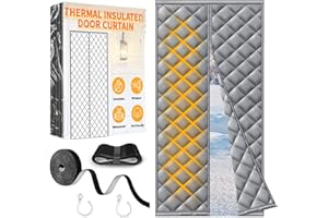 HOFUDON Insulated Door Curtain for Winter, Thermal Magnetic Door Cover Gray, Fits Door Size 36 x 80 lnch, Curtain Size 39 x 8