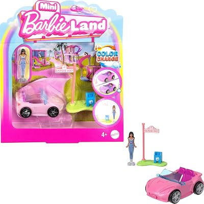 Barbie Mini BarbieLand Doll & Convertible Car Color Change Set HYF42