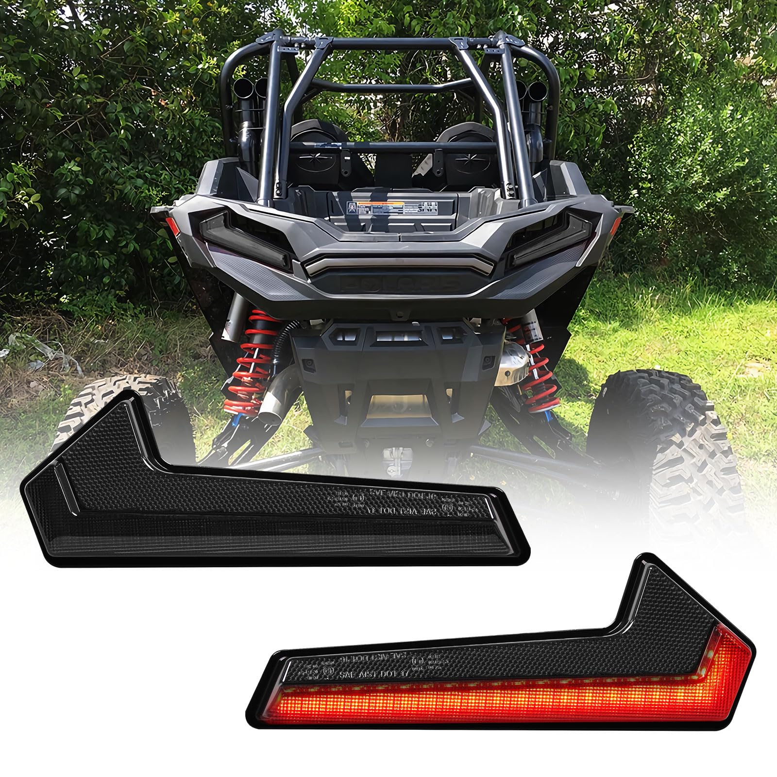 LitMiRaCle UTV Tail Lights Assembly, LED Brake Stop Taillights Rear Lamps for Polaris RZR 1000 XP Turbo Sportsman 2018-2021 2PCS, Smoke Black