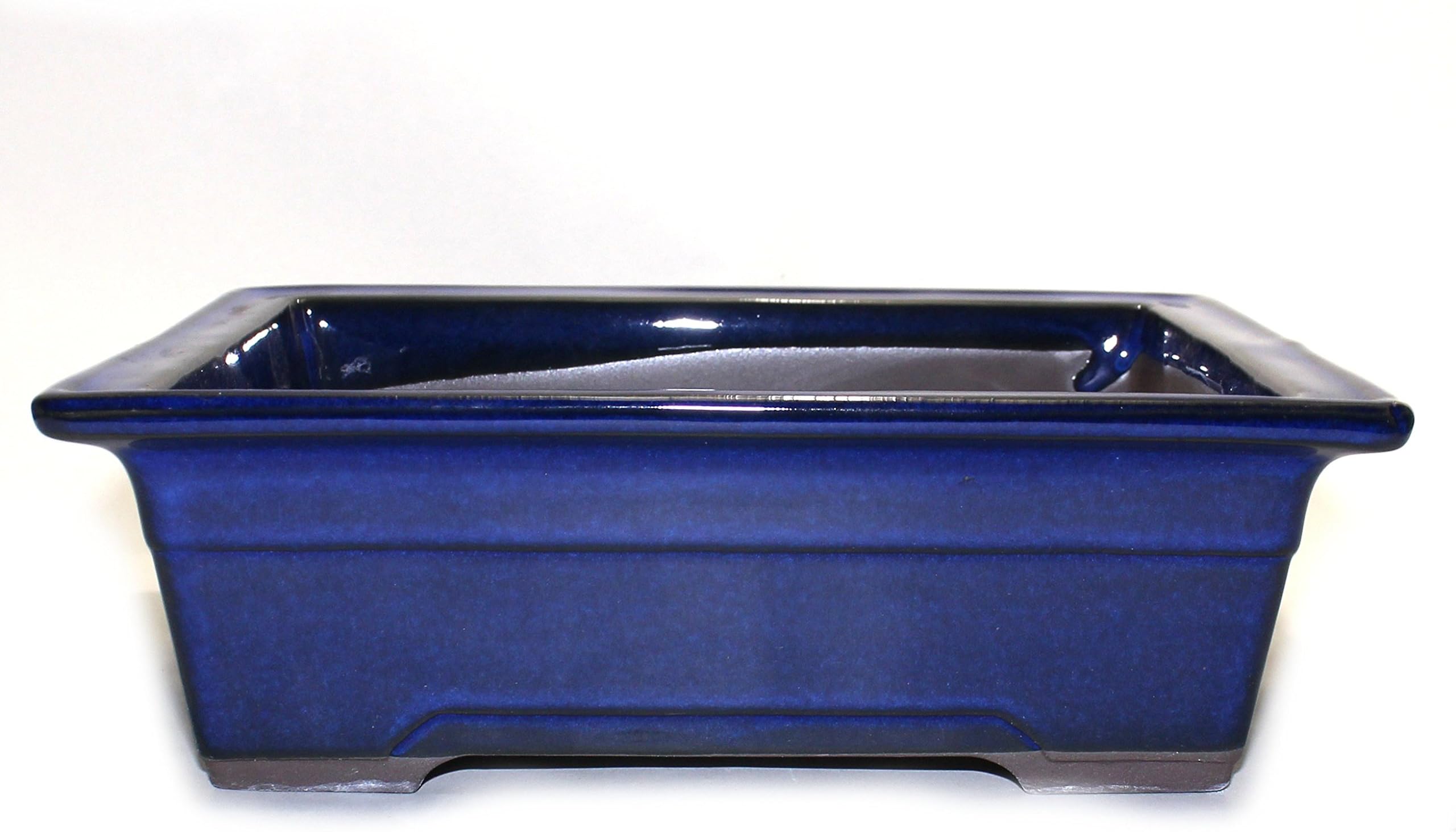 Bonsai Pot Ceramic Glazed Rectangle with Belt-Like Decoration (8.25, Namako-Yu)