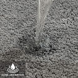MIULEE Gray Bathroom Rugs Thick Shaggy Bath Rug