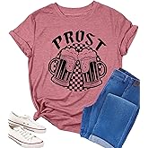 Oktoberfest Shirt Women German Shirts Prost T-Shirt October Festival Party Tee Oktoberfest Outfits Casual Short Sleeve Tops
