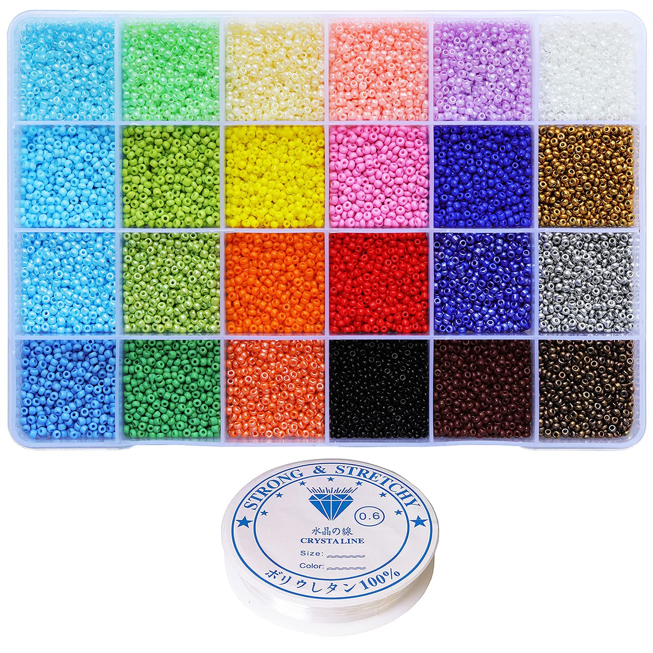 Bala&Fillic Size 11/0 Glass Seed Beads About 13200pcs in Box 24 Multicolor Assortment Craft Seed Beads for Jewelry Making