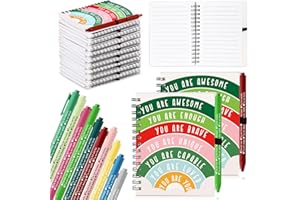 Thenshop 80 Bulk Christmas Gifts for Mental Health Therapist Counselor Psychotherapist Psychologist Nurse Coworker 40 Positive Affirmation Spiral Notebook Journal & 40 Self Care Pen (Christmas Color)