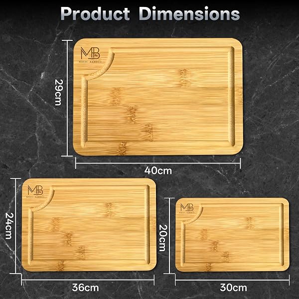 MAGIC BAMBOO PREMIUM BAMBOO CUTTING BOARD FOR KITCHEN – CHOPPING BLOCK DURABLE WOODEN CHOPPING BOARDS WITH DEEP JUICE GROOVES & BUILT-IN HANDLES, PERFECT FOR MEAT, VEGETABLES, AND CHARCUTERIE
