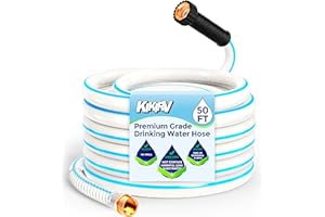 KIKIRV 50ft RV Water Hose - Drinking Water Hose Contains No Lead, No BPA - Flexible Leak-Free Design - Upgrade Strain Relief Ends - 5/8" Inside Diameter
