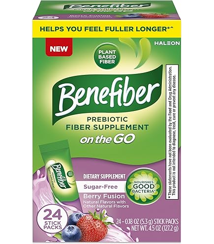 Benefiber GLP-1 Friendly Fiber Supplement, Berry Fusion, On the Go Stick Packs, 24 Count : Health & Household