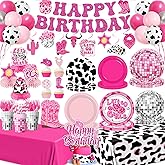 Cowgirl Birthday Party Decorations, 222Pcs Disco Cowgirl Party Decorations Plates Napkins Cups Banner Hanging Swirl Tablecloth Balloons Cake Topper for Western Cowgirl Bachelorette Party Decorations