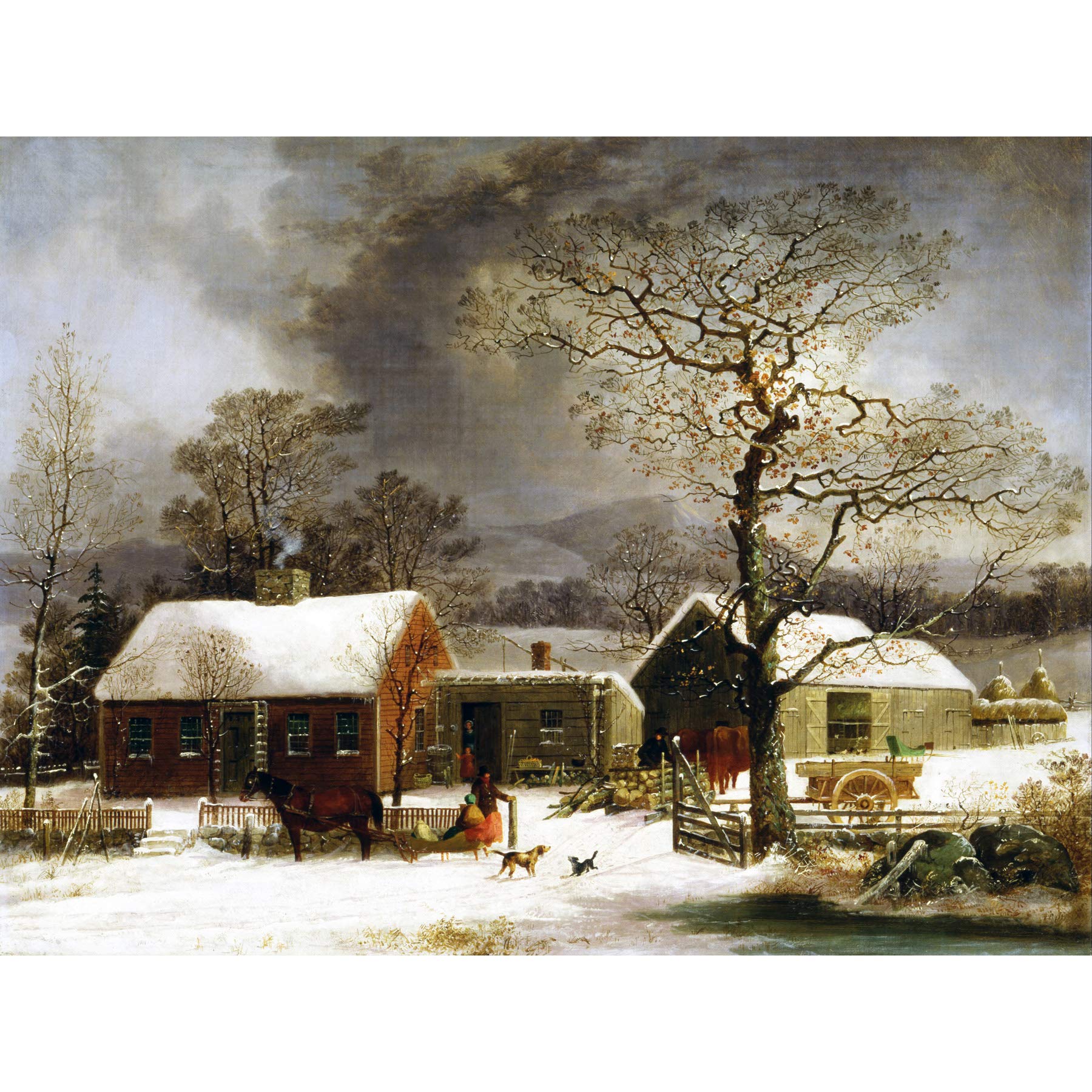 Durrie Winter Scene New Haven Connecticut Pretty Painting Large Wall Art Print Canvas Premium Mural