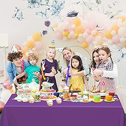 WNINK 2 Pack Purple Tablecloths Disposable Table
