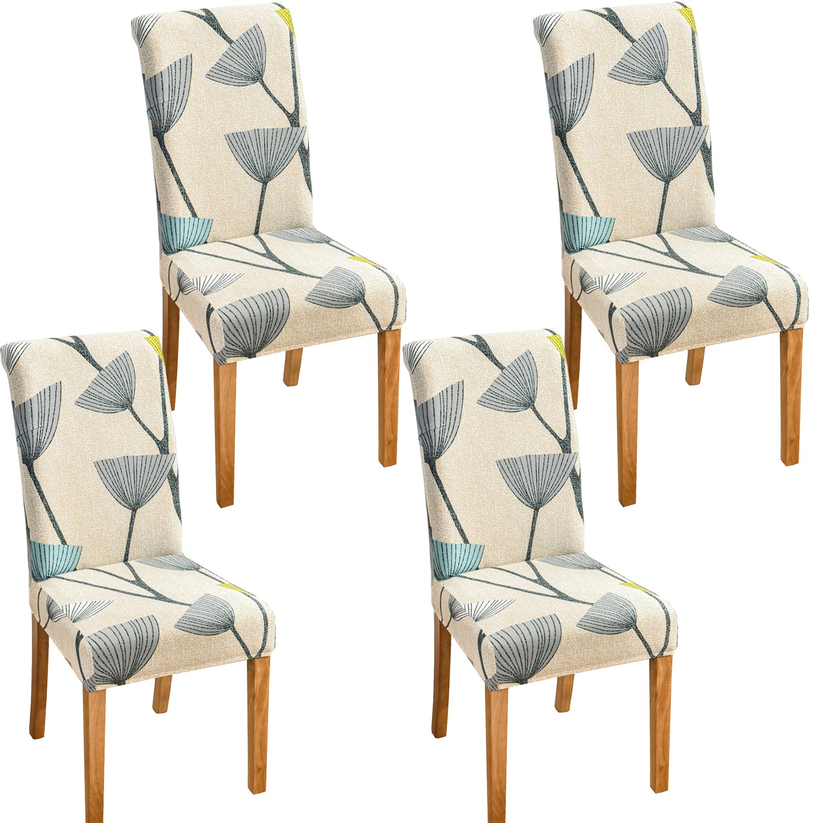 TEERFU 4 x Removable Stretch Spandex Dining Chair Slipcovers Protector, Super Fit Banquet Chair Seat Cover for Hotel and Wedding Ceremony, Washable