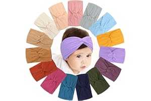 BBGifts 15PCS Baby Nylon Headbands 3.5 inches Handmade Jacquard Weave Elastic Headbands for Baby Girls Newborn Infant Toddlers Kids