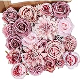 Luckinds Artificial Flowers Dusty Pink Silk Roses, Fake Flowers for DIY Wedding Bouquets Bridal Shower Centerpieces, Floral Arrangements for Table Decorations Birthday Party Home Decor Indoor Outdoor