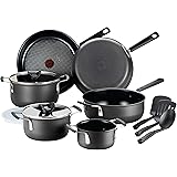 T-fal All-In-One Hard Anodized Dishwasher Safe Nonstick Cookware Set, 12-Piece, Black