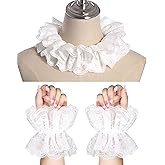 Parma77 Neck Ruffle Collar Cuffs Set, Detachable Clown Costume Accessories