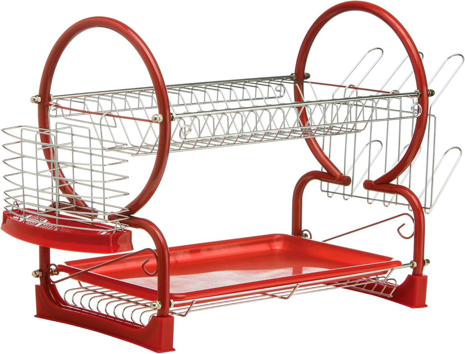 Premier Housewares 2-Tier Dish Drainer - 56 cm, Red