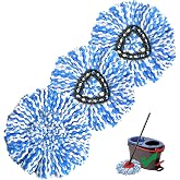 Spin Mop Replacement Head, 3 Pack Refills for RinseClean 2-Tank System | Machine Washable, Removes Dust, Hair &amp; Kitchen Dirt, Reusable Mop Heads for Hardwood, Tile &amp; Laminate Floors