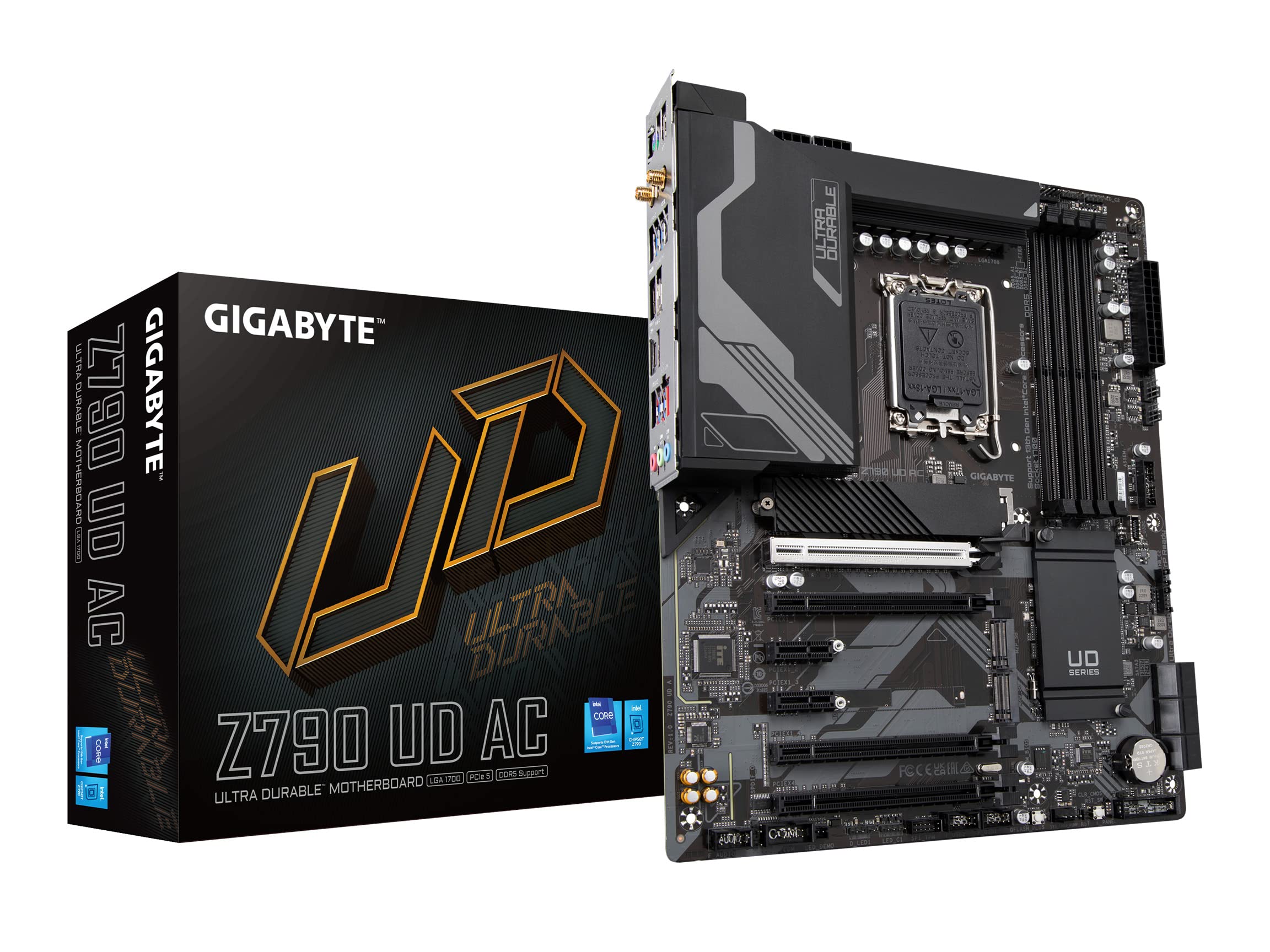 Photo 1 of GIGABYTE Z790 UD AC (LGA 1700/ Intel Z790/ ATX/ DDR5/ Triple M.2/ PCIe 5.0/ USB 3.2 Gen2X2 Type-C/Intel Wi-Fi/ 2.5GbE LAN/PCIe EZ-Latch/Multi-Key/Motherboard)