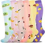LEOSTEP Compression Socks 6 Pairs Women Men 20-30 mmHg Orange S-M