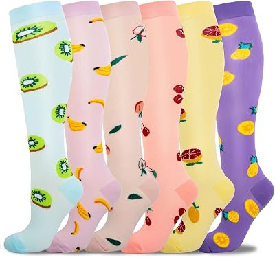 LEOSTEP Compression Socks 6 Pairs Women Men 20-30 mmHg Orange S-M