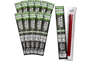 WICKED CUTZ Volcanic Jalapeno Spicy Beef Sticks | Tender, Flavorful, Extra Large, Hot Beef Jerky Sticks with 15g of Protein Per Meat Stick, Gluten Free, High Protein, Healthy Snacks for Adults (12 Sticks)