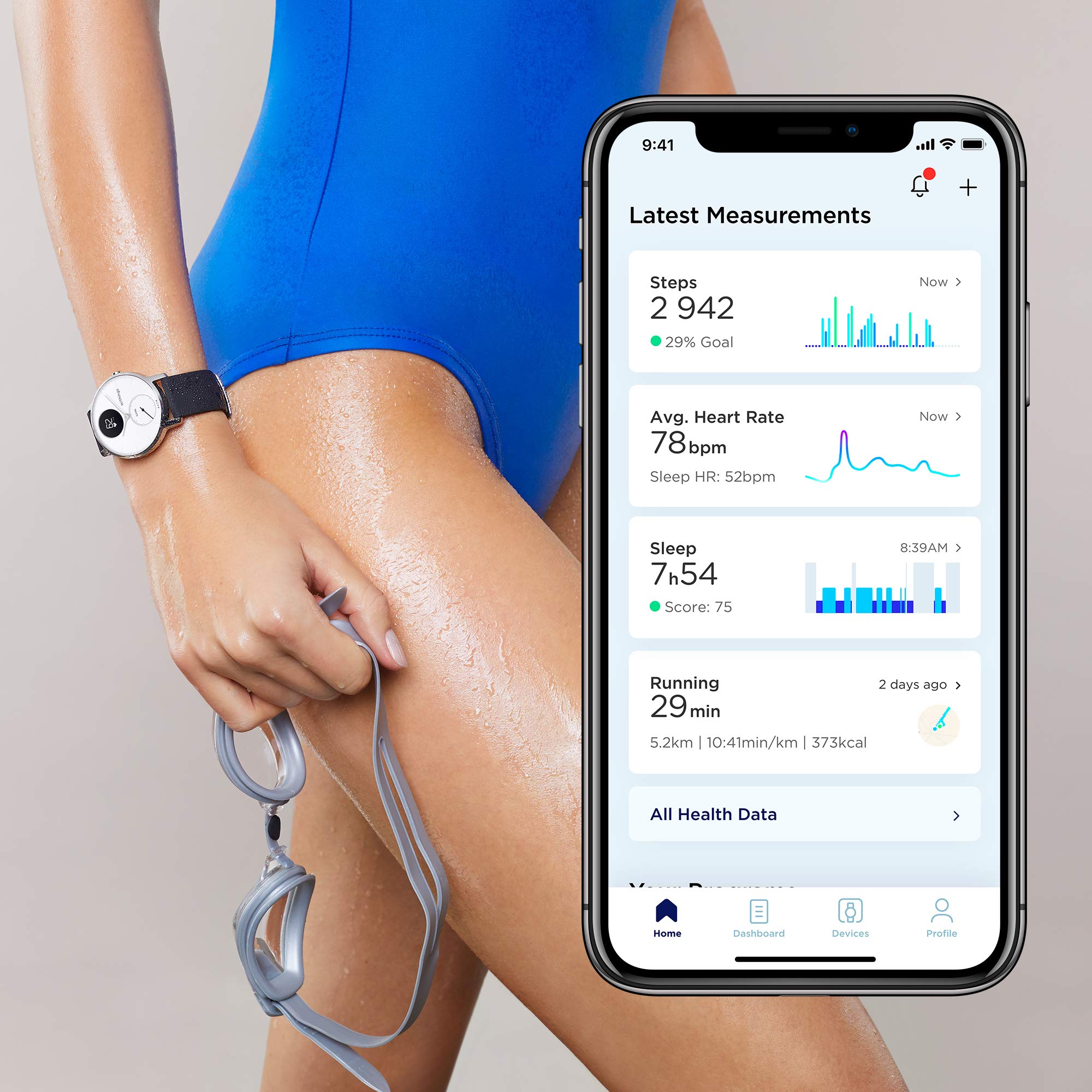 Withings Steel HR Hybrid Smartwatch Activity Tracker with Connected GPS, Heart Rate Monitor, Sleep Monitor, Smartphone Notifications, Waterproof and a Battery Life of 25 Days