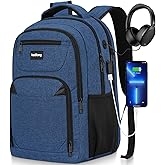 kadilong Laptop Backpack for Women & Men,Business Anti Theft Slim Computer Bag with USB Charging Port,Water Resistant College Computer Bag for Teens Boys Fits 17.3 Inch Laptop and Notebook, Blue