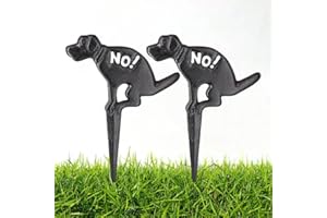 No Pooping Yard Signs, Prefdo 2 Pack Cast Iron No Dog Poop Signs, Keep Your Dog Off Grass Signs, No Peeing or Pooping Dog Sig