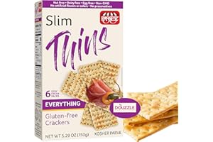 DOUzzle Passover Treats, Gluten Free Flatbread Crackers, Slim Thins Everything Flavor (6 Stay Fresh Packs - Pack of 1) Kosher for Passover Snack Food - Non GMO, Nut Free, Dairy Free, Egg Free