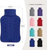 Samply Hot Water Bottle 2L with Knitted Cover Navy Blue view 3