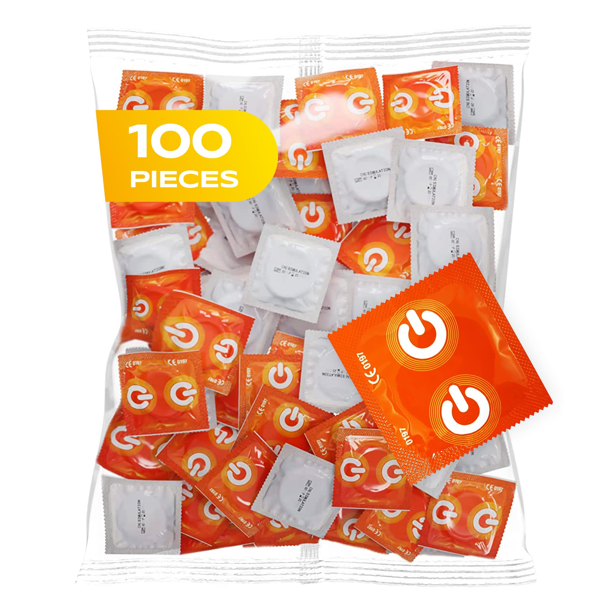 ON) Banana Condoms I 54mm Wide I Pack of 100 I Yellow and Fruity I with Silicone Lubricant I Wall Thickness 0.07mm I Vegan Condom I for Men.