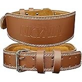 Nicynin Leather Weight lifting Belt for Men - 6 Inch Padded Lumbar Back Support Belts, Workout Waist Brace for Weightlifting Powerlifting Deadlifts Squat Strength Training Fitness