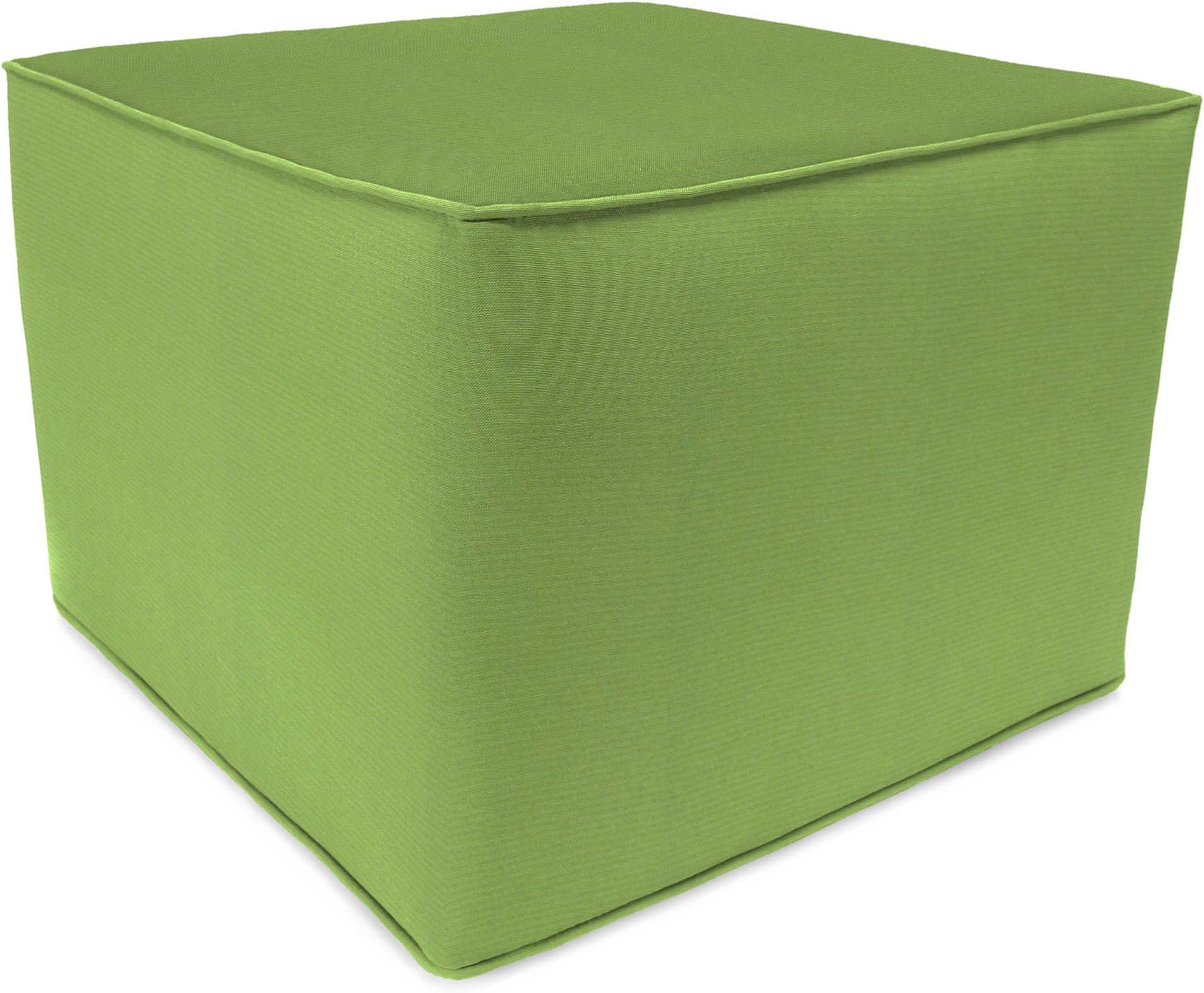 Outdoor Square Pouf Ottoman in Sunbrella Canvas Ginko