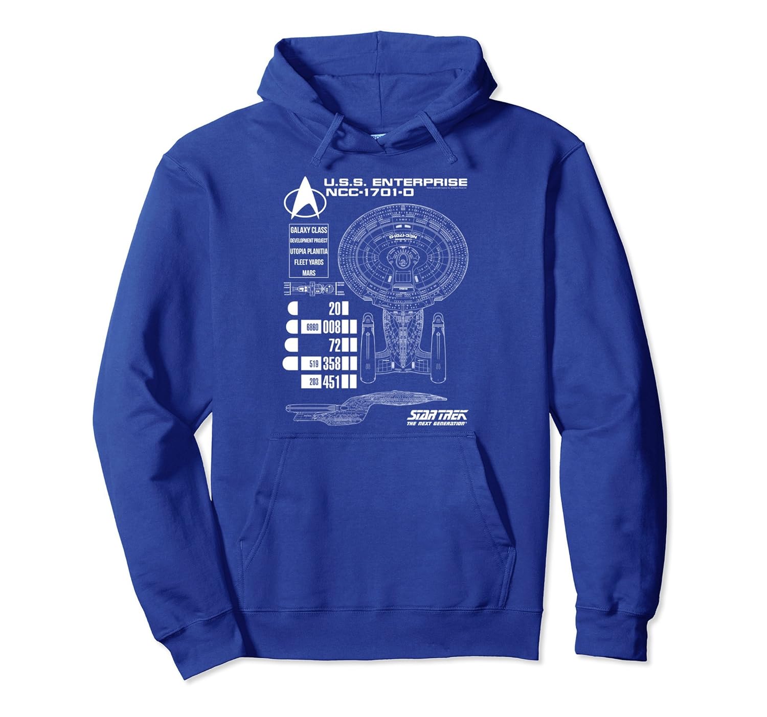 Star Trek Next Generation Enterprise Chart Graphic Hoodie Colonhue