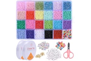 AnutriON 12000pcs 3mm Tiny Color Glass Seed Beads for Bracelets Making Kit and Smile Face Charm Beads Letter Beads for Friendship Bracelets Jewelry Making Necklaces and DIY Crafts Gifts