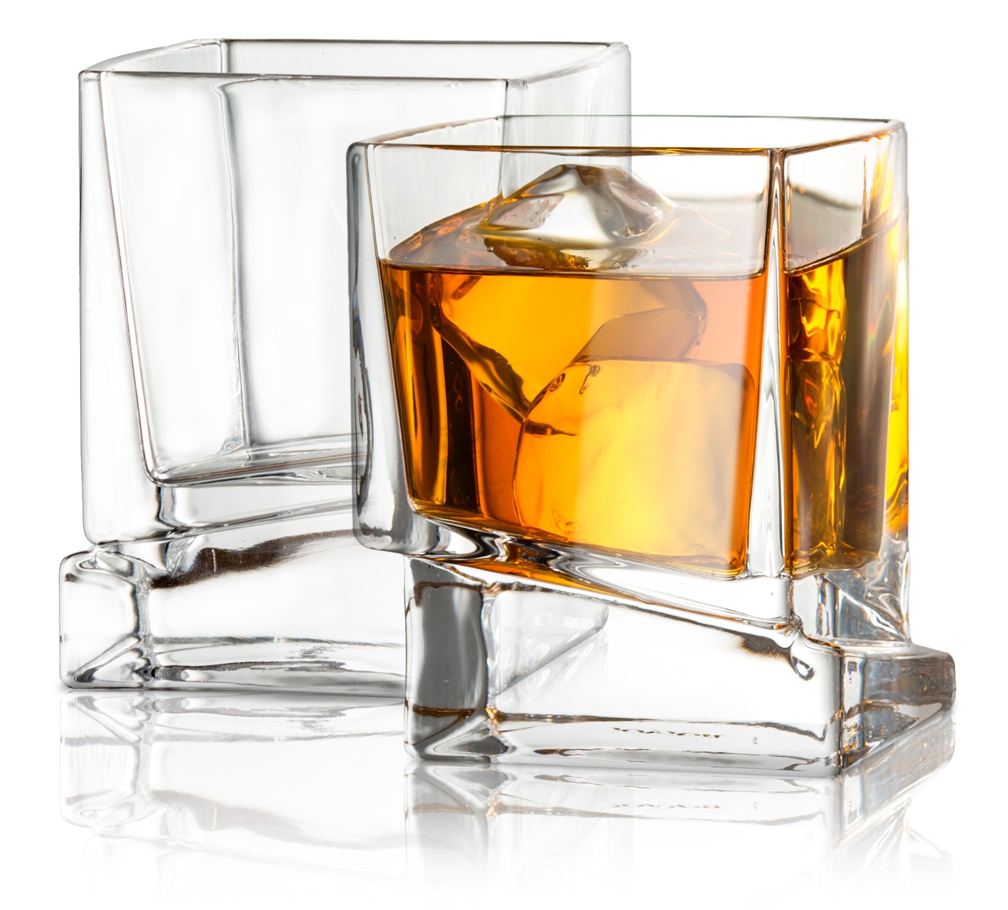 Buy JoyJolt Carre Square Scotch Glasses Old Fashioned Whiskey Glasses 