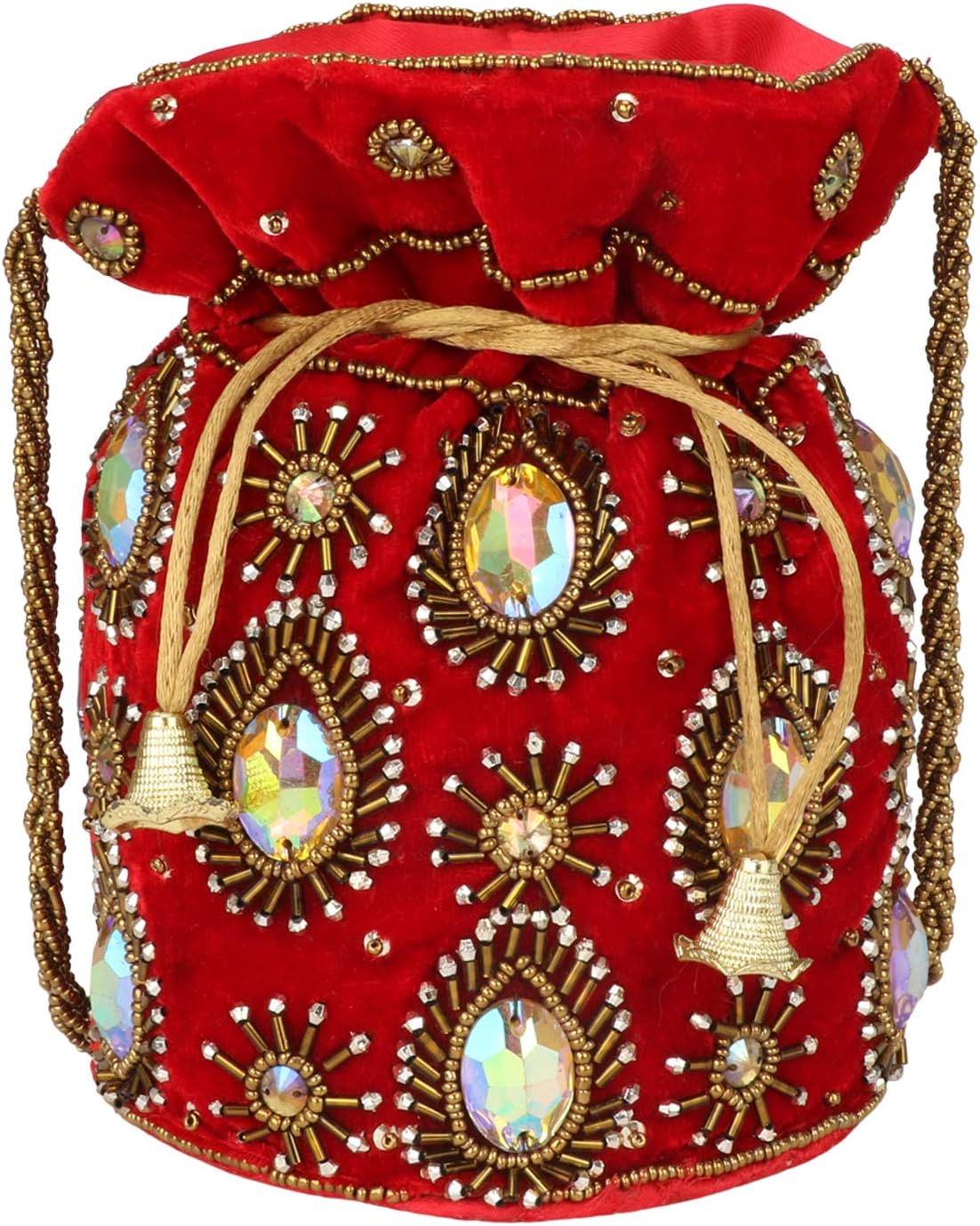 Rani Sahiba Potli Bag, Traditional Indian Potli Bag, Pearl embroidery & Zari work on Velvet Fabric
