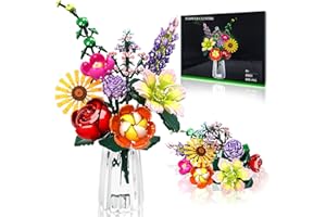 Linkowin Flower Bouquet Building Set, Elegant Office and Home Decor, 861PCS Unique DIY Plant Bouquet, Ideal Gift for Birthday or Mother's Day, Flower Bouquet for Boys and Girls 6+, No Vase