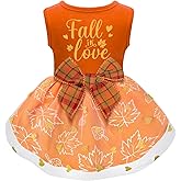 Dog Thanksgiving Outfit Funny Puppy Dog Dress with Bow for Small Medium Dogs Cute Fall Pet Costume for Cats Dogs Thanksgiving Day Halloween