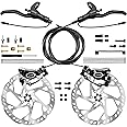 DYISLAND E-Bike Hydraulic Disc Brake Set 4-Pistons/2-Pistons, 2-PIN/3-PIN Pre-Bled with Mineral Oil Brakes Kit，Front and Rear Set，180mm 2.3mm Thick Rotors